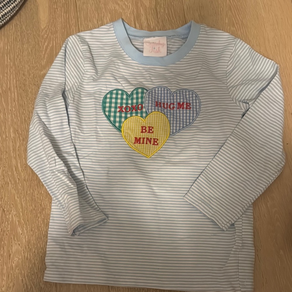 Striped Long Sleeve Shirt with Heart Design